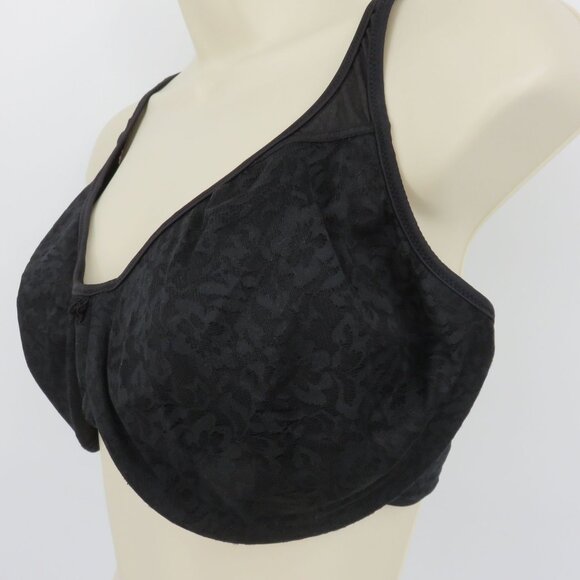 Bali 44C Bra 3385 Black Flower Lace Overlay Underwire Unlined Women Plus Size - Picture 4 of 13